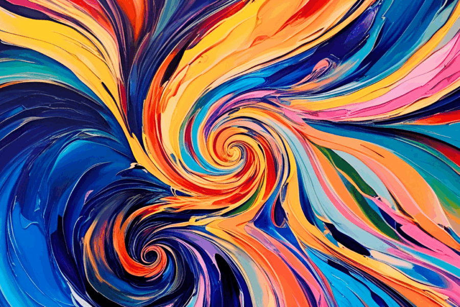 Colorful abstract swirl symbolizing chaos, flow, and a founder mindset shift toward resilience and control